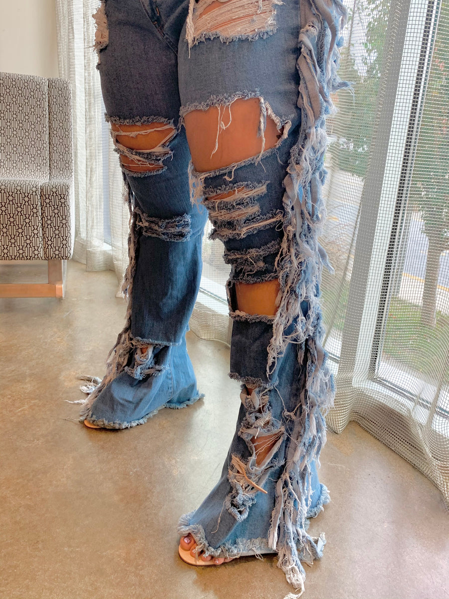 Shredded Hearts Bell Bottom Jeans – Kitty Lick Boutique
